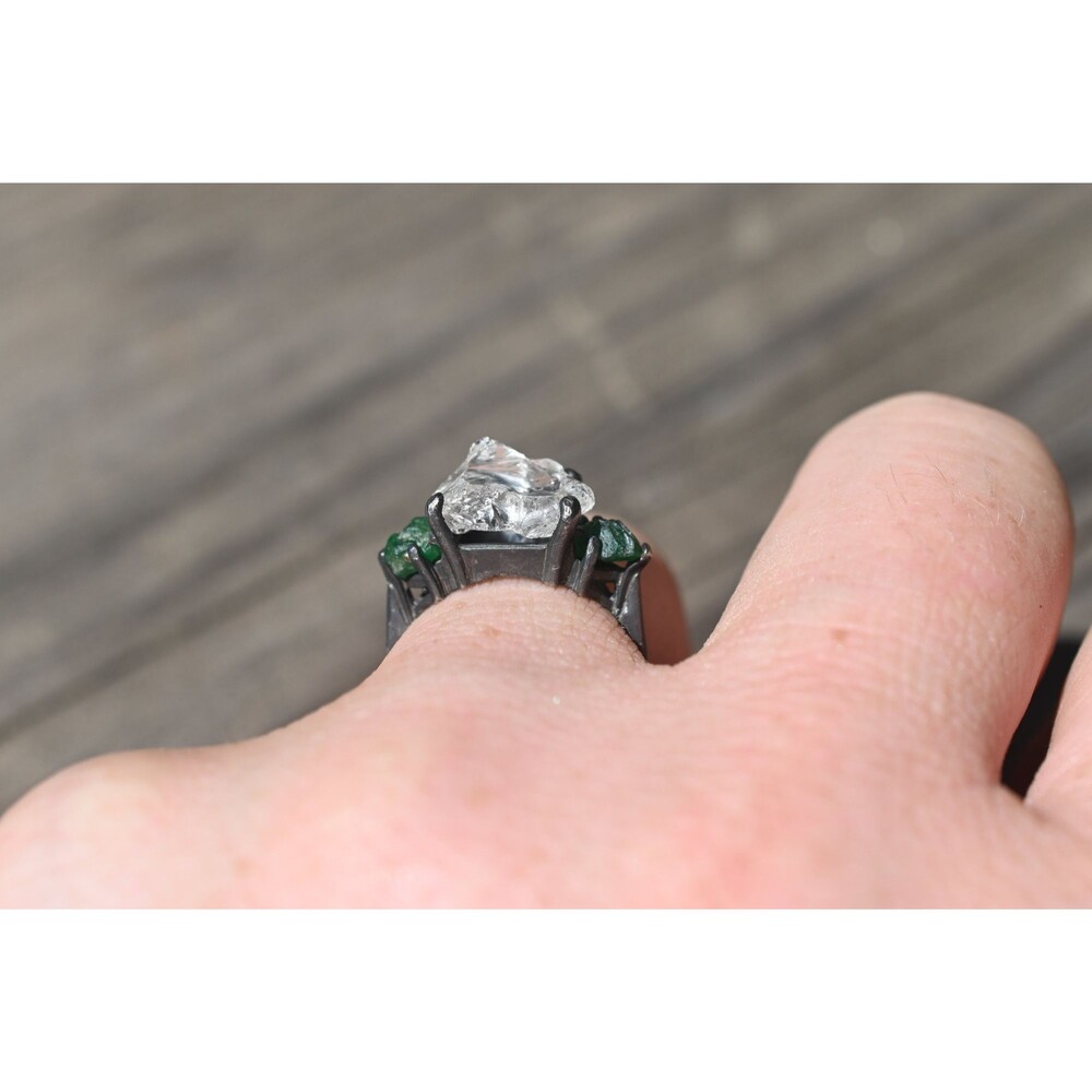 Engagement ring Emerald s, Natural Real and Raw, size 3 4 5 6 7 8 9 10 11 12 - Picture 7 of 8